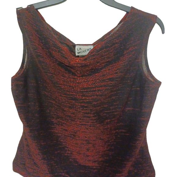 LA Movers Tops - L A Movers Sleeveless V-Neck Red/Black Size XL